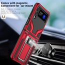 For Samsung Galaxy Z Flip3 5G Armor 2 in 1 PC + TPU Magnetic Shockproof Case with Foldable Holder(Red)