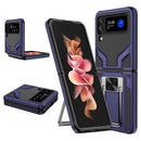 For Samsung Galaxy Z Flip3 5G Armor 2 in 1 PC + TPU Magnetic Shockproof Case with Foldable Holder(Blue)