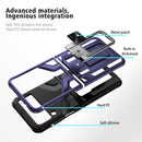 For Samsung Galaxy Z Flip3 5G Armor 2 in 1 PC + TPU Magnetic Shockproof Case with Foldable Holder(Blue)