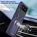 For Samsung Galaxy Z Flip3 5G Armor 2 in 1 PC + TPU Magnetic Shockproof Case with Foldable Holder(Blue)