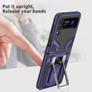 For Samsung Galaxy Z Flip3 5G Armor 2 in 1 PC + TPU Magnetic Shockproof Case with Foldable Holder(Blue)