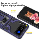 For Samsung Galaxy Z Flip3 5G Armor 2 in 1 PC + TPU Magnetic Shockproof Case with Foldable Holder(Blue)