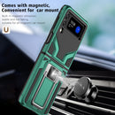 For Samsung Galaxy Z Flip3 5G Armor 2 in 1 PC + TPU Magnetic Shockproof Case with Foldable Holder(Green)