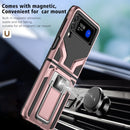 For Samsung Galaxy Z Flip3 5G Armor 2 in 1 PC + TPU Magnetic Shockproof Case with Foldable Holder(Rose Gold)