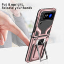 For Samsung Galaxy Z Flip3 5G Armor 2 in 1 PC + TPU Magnetic Shockproof Case with Foldable Holder(Rose Gold)