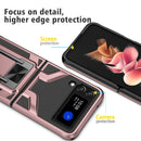 For Samsung Galaxy Z Flip3 5G Armor 2 in 1 PC + TPU Magnetic Shockproof Case with Foldable Holder(Rose Gold)