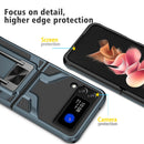 For Samsung Galaxy Z Flip3 5G Armor 2 in 1 PC + TPU Magnetic Shockproof Case with Foldable Holder(Cyan)