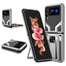 For Samsung Galaxy Z Flip3 5G Armor 2 in 1 PC + TPU Magnetic Shockproof Case with Foldable Holder(Silver)