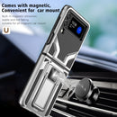For Samsung Galaxy Z Flip3 5G Armor 2 in 1 PC + TPU Magnetic Shockproof Case with Foldable Holder(Silver)