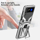 For Samsung Galaxy Z Flip3 5G Armor 2 in 1 PC + TPU Magnetic Shockproof Case with Foldable Holder(Silver)