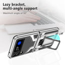 For Samsung Galaxy Z Flip3 5G Armor 2 in 1 PC + TPU Magnetic Shockproof Case with Foldable Holder(Silver)