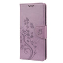 For Samsung Galaxy A13 5G Butterfly Flower Pattern Horizontal Flip Leather Phone Case with Card Slot & Holder(Light Purple)