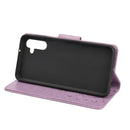 For Samsung Galaxy A13 5G Butterfly Flower Pattern Horizontal Flip Leather Phone Case with Card Slot & Holder(Light Purple)