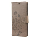 For Samsung Galaxy A13 5G Butterfly Flower Pattern Horizontal Flip Leather Phone Case with Card Slot & Holder(Grey)