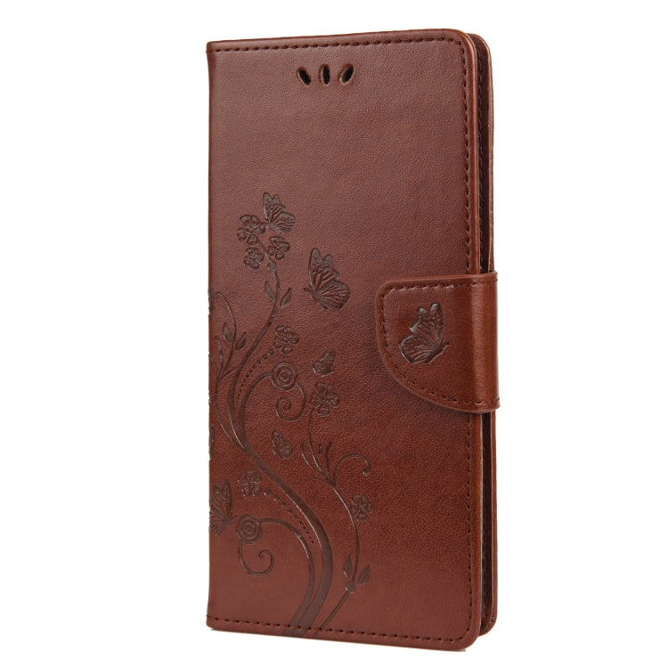 For Samsung Galaxy A13 5G Butterfly Flower Pattern Horizontal Flip Leather Phone Case with Card Slot & Holder(Brown)