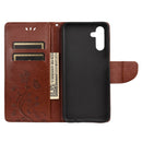 For Samsung Galaxy A13 5G Butterfly Flower Pattern Horizontal Flip Leather Phone Case with Card Slot & Holder(Brown)