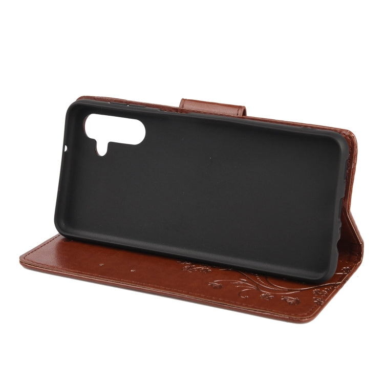 For Samsung Galaxy A13 5G Butterfly Flower Pattern Horizontal Flip Leather Phone Case with Card Slot & Holder(Brown)