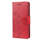 For Samsung Galaxy A13 5G Butterfly Flower Pattern Horizontal Flip Leather Phone Case with Card Slot & Holder(Red)