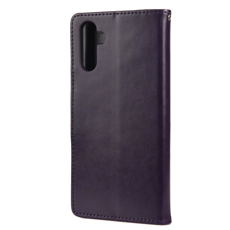 For Samsung Galaxy A13 5G Butterfly Flower Pattern Horizontal Flip Leather Phone Case with Card Slot & Holder(Dark Purple)