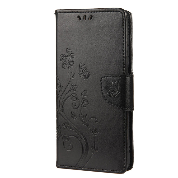 For Samsung Galaxy A13 5G Butterfly Flower Pattern Horizontal Flip Leather Phone Case with Card Slot & Holder(Black)