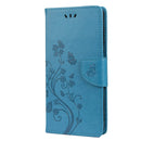 For Samsung Galaxy A13 5G Butterfly Flower Pattern Horizontal Flip Leather Phone Case with Card Slot & Holder(Blue)