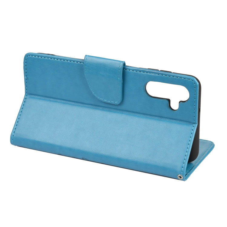 For Samsung Galaxy A13 5G Butterfly Flower Pattern Horizontal Flip Leather Phone Case with Card Slot & Holder(Blue)