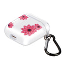 For AirPods 1 / 2 High Transparent TPU Colorful Painting Earphone Protective Case with Hook(Red Flowers)