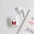 For AirPods 1 / 2 High Transparent TPU Colorful Painting Earphone Protective Case with Hook(Butterfly)