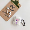 For AirPods 1 / 2 High Transparent TPU Colorful Painting Earphone Protective Case with Hook(Flower Dolphin)