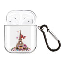 For AirPods 1 / 2 High Transparent TPU Colorful Painting Earphone Protective Case with Hook(Iron Tower)