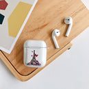 For AirPods 1 / 2 High Transparent TPU Colorful Painting Earphone Protective Case with Hook(Iron Tower)