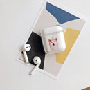 For AirPods 1 / 2 High Transparent TPU Colorful Painting Earphone Protective Case with Hook(Shiba Inu)