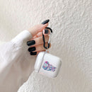 For AirPods 1 / 2 High Transparent TPU Colorful Painting Earphone Protective Case with Hook(Wreath)