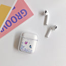 For AirPods 1 / 2 High Transparent TPU Colorful Painting Earphone Protective Case with Hook(Butterflies in Love with Flowers)