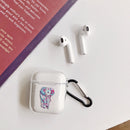 For AirPods 1 / 2 High Transparent TPU Colorful Painting Earphone Protective Case with Hook(National Elephant)