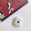 For AirPods 1 / 2 High Transparent TPU Colorful Painting Earphone Protective Case with Hook(A Pot of Flower)