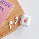 For AirPods 1 / 2 High Transparent TPU Colorful Painting Earphone Protective Case with Hook(Flowers)
