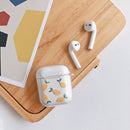 For AirPods 1 / 2 High Transparent TPU Colorful Painting Earphone Protective Case with Hook(Lemon)
