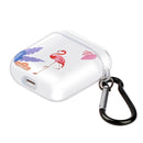 For AirPods 1 / 2 High Transparent TPU Colorful Painting Earphone Protective Case with Hook(Flamingo)