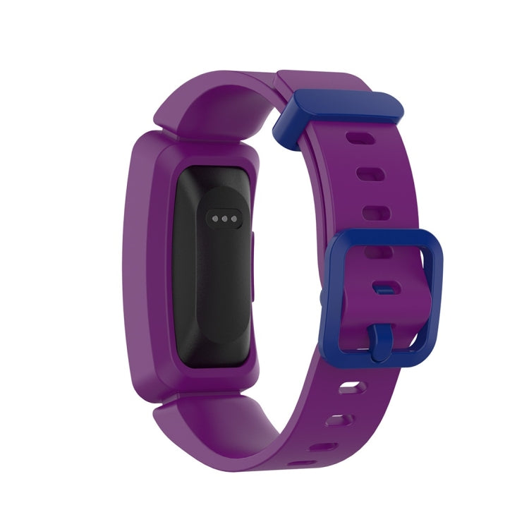 For Fitbit Inspire HR / Ace 2 Silicone Smart Watch Watch Band(Purple + Blue Buckle)