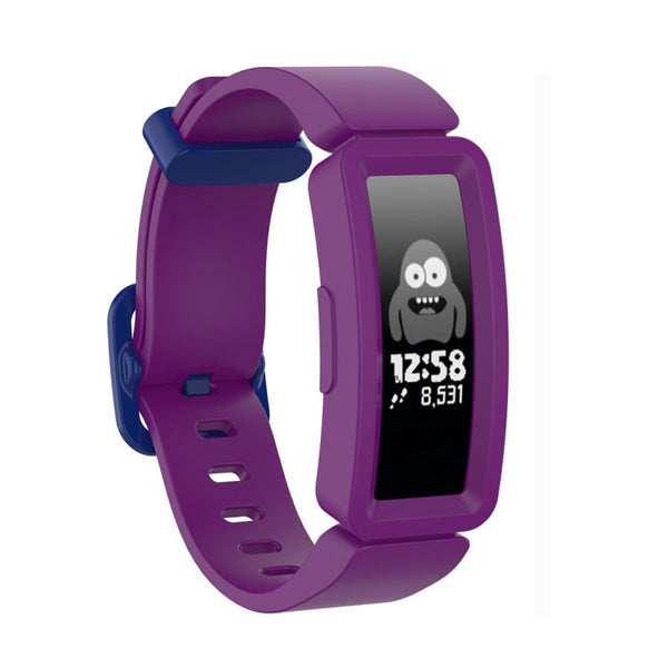 For Fitbit Inspire HR / Ace 2 Silicone Smart Watch Watch Band(Purple + Blue Buckle)