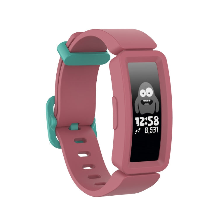 For Fitbit Inspire HR / Ace 2 Silicone Smart Watch Watch Band(Red + Green Buckle)
