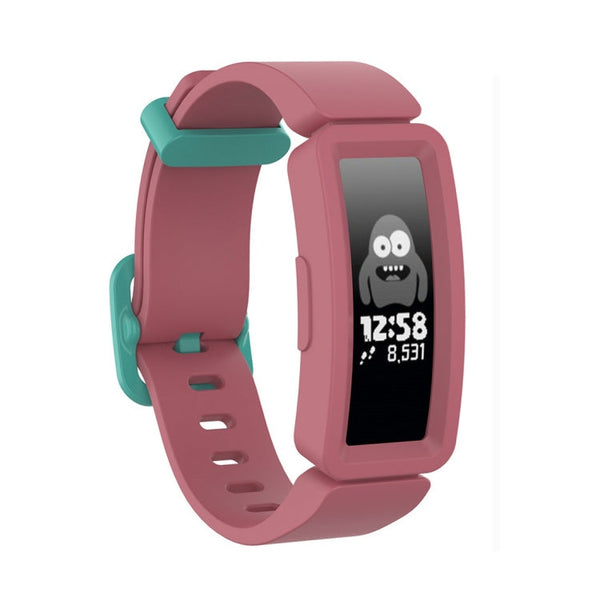 For Fitbit Inspire HR / Ace 2 Silicone Smart Watch Watch Band(Red + Green Buckle)