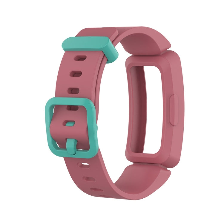For Fitbit Inspire HR / Ace 2 Silicone Smart Watch Watch Band(Red + Green Buckle)