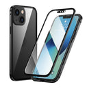 HD Magnetic Metal Frame Double-sided Tempered Glass Phone Case For iPhone 13 mini(Black)