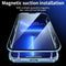 HD Magnetic Metal Frame Double-sided Tempered Glass Phone Case For iPhone 13 mini(Sierra Blue)