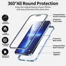 HD Magnetic Metal Frame Double-sided Tempered Glass Phone Case For iPhone 13(Silver)