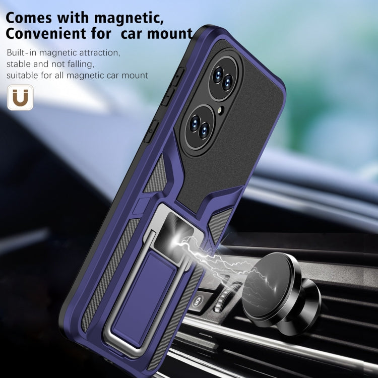 For Huawei P50 Armor 2 in 1 Magnetic Shockproof Phone Case with Foldable Holder(Blue)