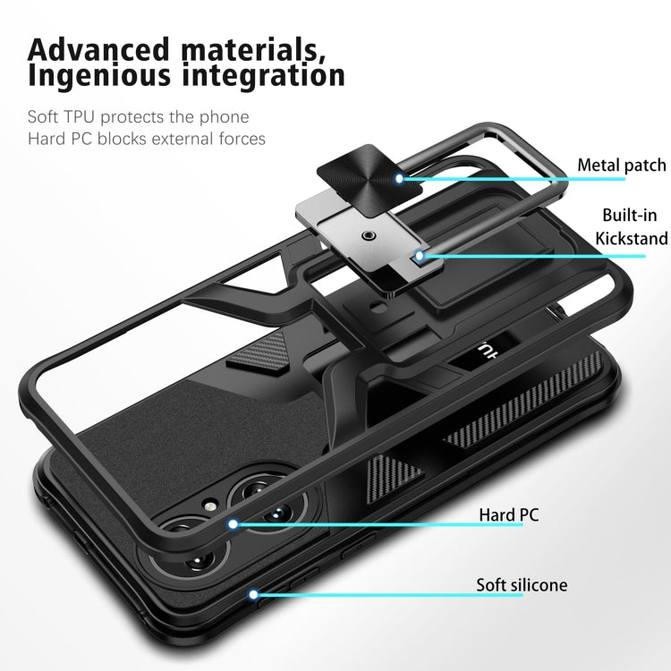 For Huawei P50 Armor 2 in 1 Magnetic Shockproof Phone Case with Foldable Holder(Black)