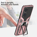 For Huawei P50 Armor 2 in 1 Magnetic Shockproof Phone Case with Foldable Holder(Rose Gold)